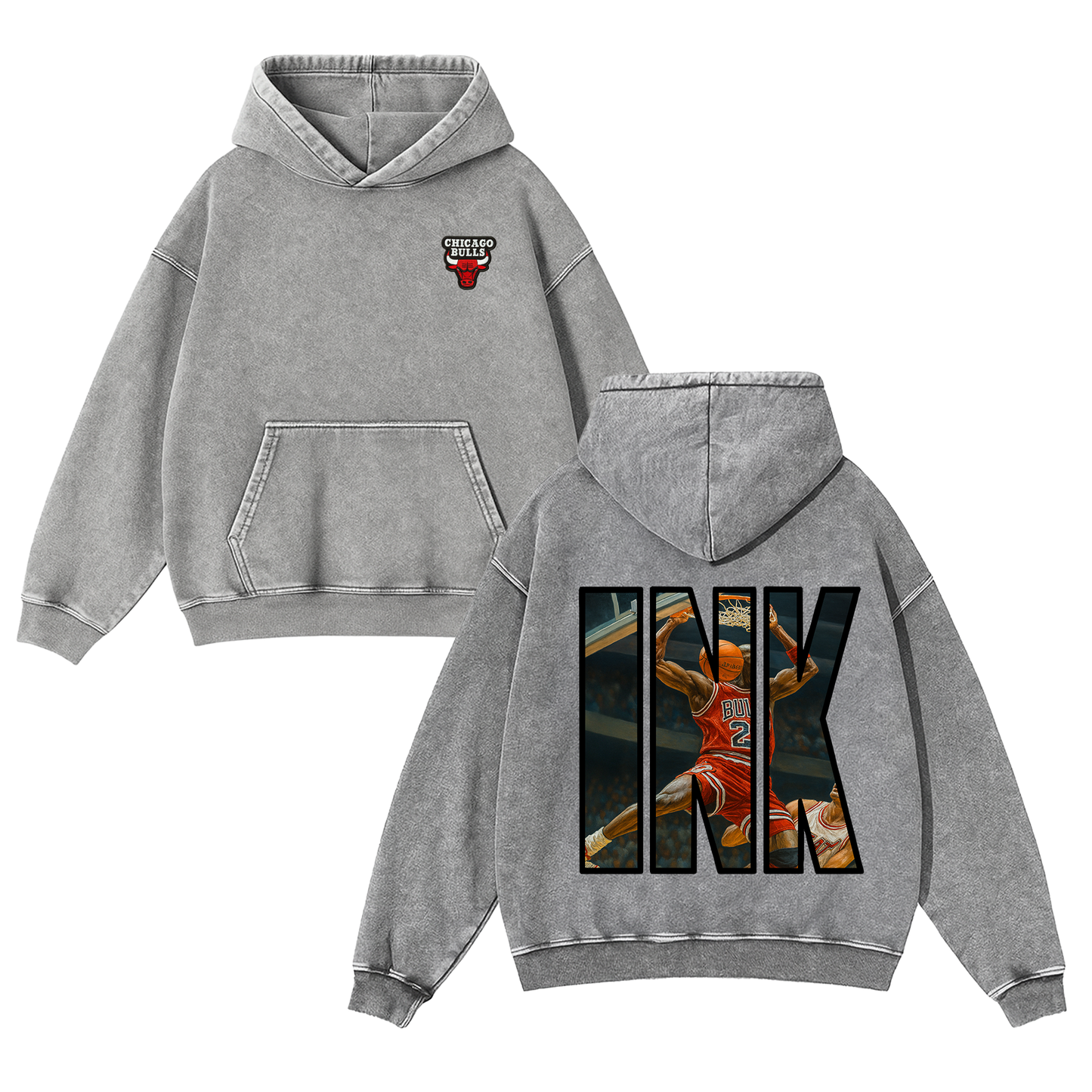 Custom Signature Ink Acid Wash Hoodie