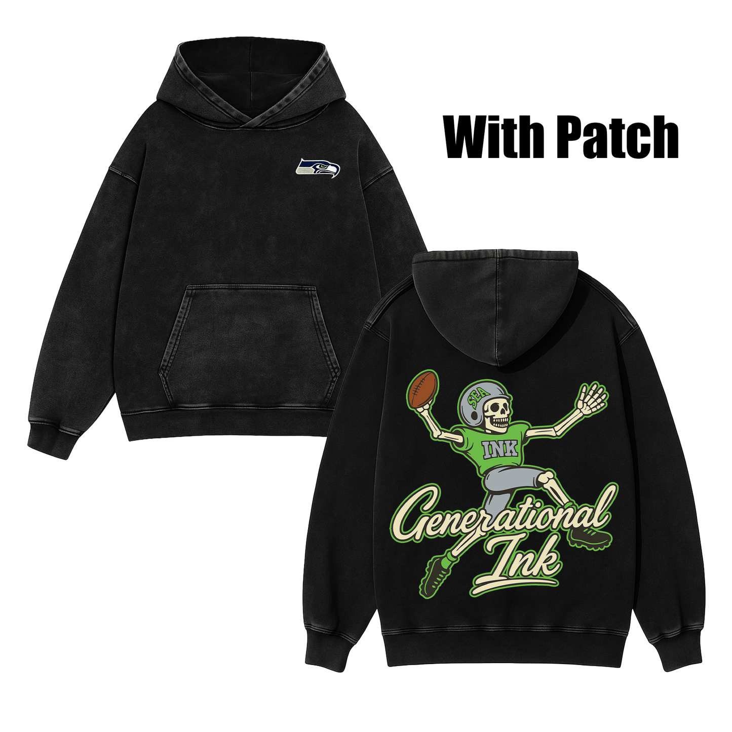 Athletes Never Die Acid Wash Hoodie